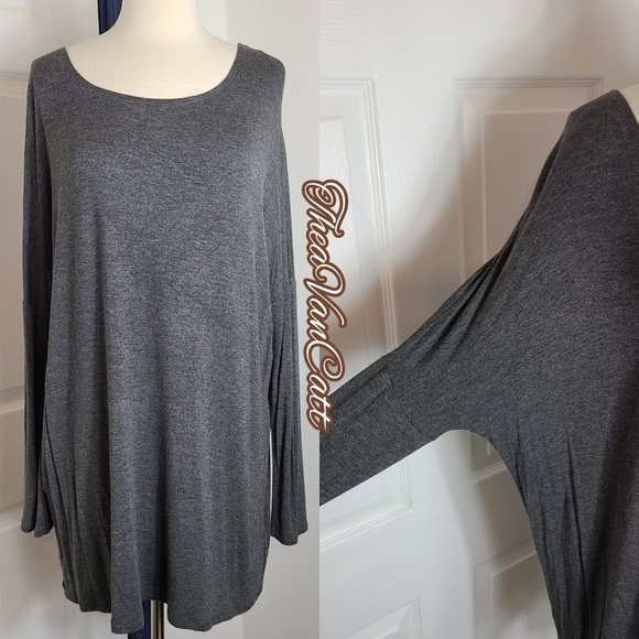 Active Collections long sleeve charcoal gray relaxed fit mini dress / Tunic top! - Picture 4 of 5